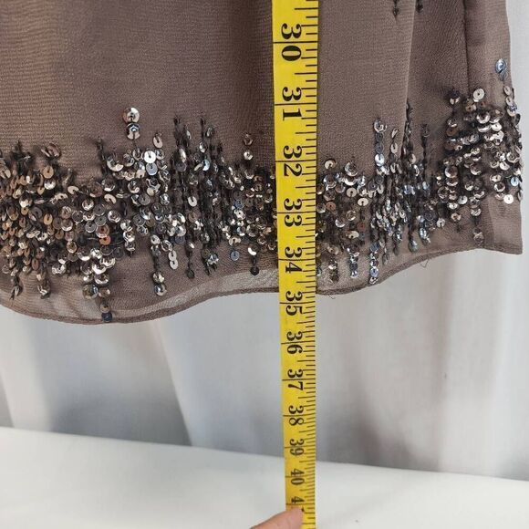 Adrianna Papell Evening Size 4 Embellished Back Scoop Blousom Dress Q7 - Picture 5 of 9